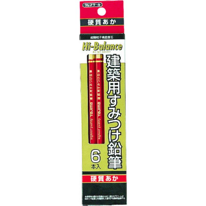タジマ 建築用すみつけ鉛筆 硬質あか6本入(Tcode:8134538)