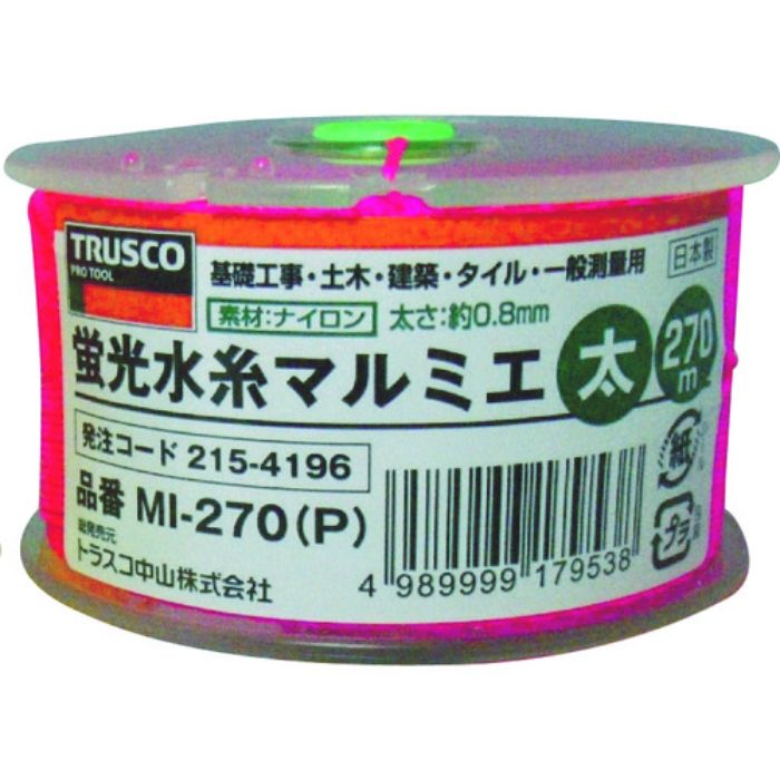 TRUSCO 蛍光水糸マルミエ 太 270m(Tcode:2154196)