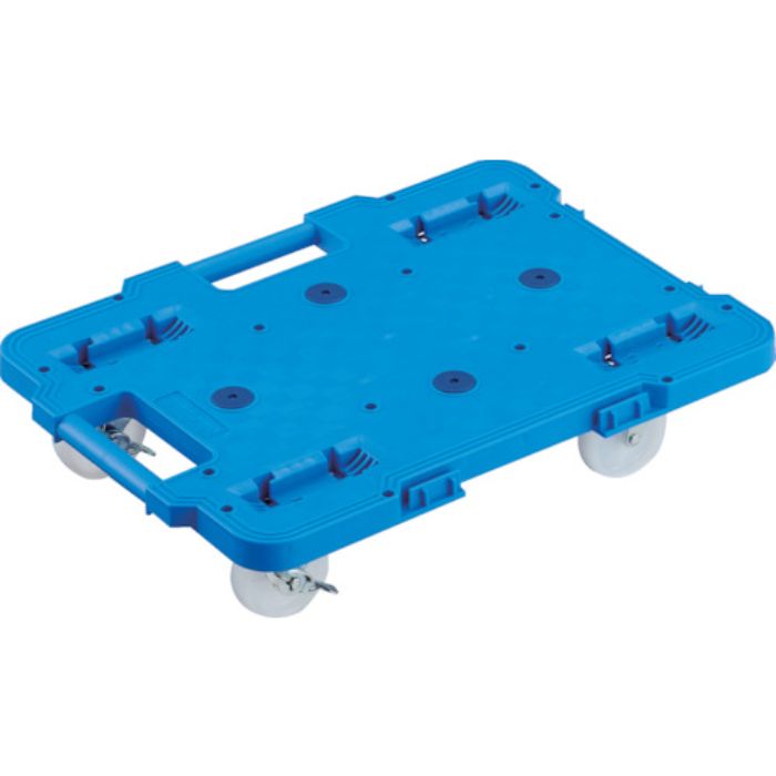 TRUSCO 樹脂製平台車 連結式ルートバン 515X385 ナイロン車輪 4輪自在 ストッパー付 青(Tcode:2321988)