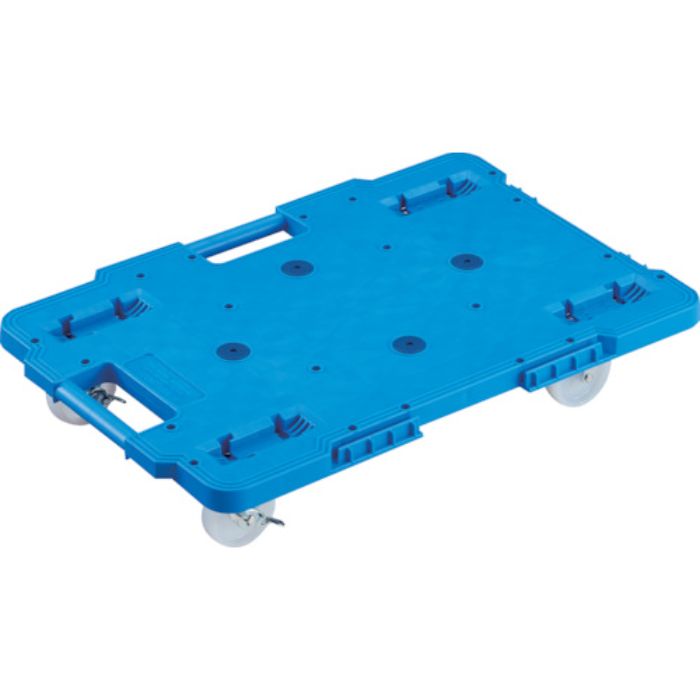 TRUSCO 樹脂製平台車 連結式ルートバン 615X415 ナイロン車輪 4輪自在 ストッパー付 青(Tcode:2322028)