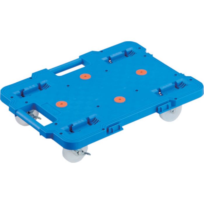 TRUSCO 樹脂製平台車 連結式ルートバン 615X415 ナイロン車輪 ストッパー付 青(Tcode:2322000)