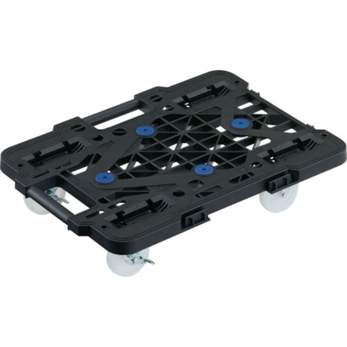 TRUSCO 樹脂製平台車 連結式ルートバン メッシュタイプ 515X385 ナイロン車輪 4輪自在 ストッパー付 黒(Tcode:2321994)