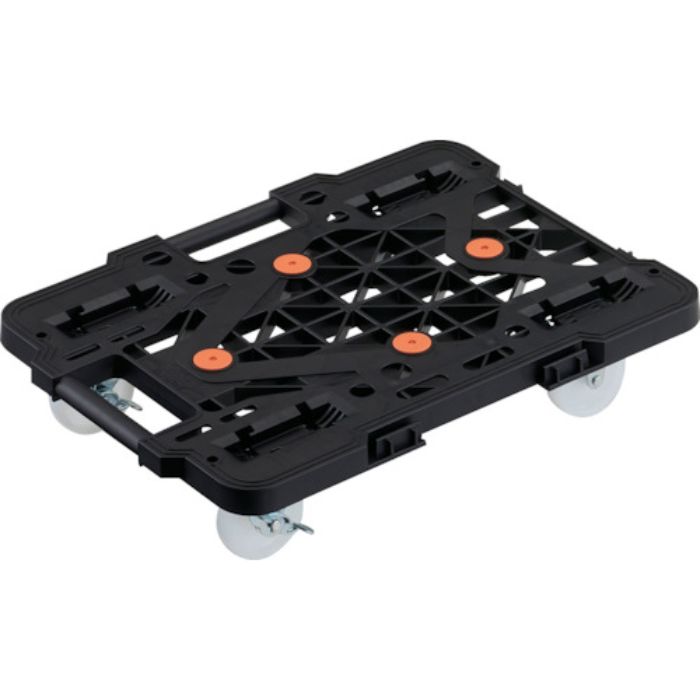 TRUSCO 樹脂製平台車 連結式ルートバン メッシュタイプ 515X385 ナイロン車輪 自在側ストッパー付 黒(Tcode:2321991)