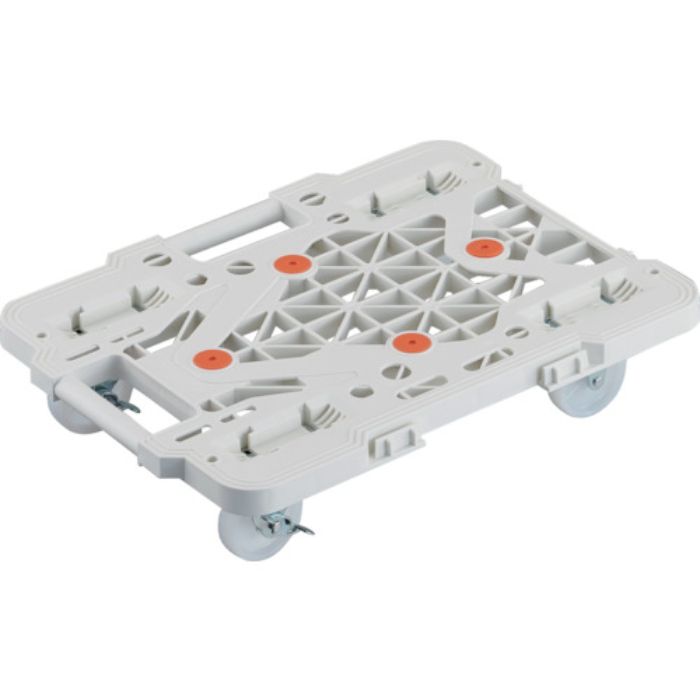 TRUSCO 樹脂製平台車 連結式ルートバン メッシュタイプ 515X385 ナイロン車輪 自在側ストッパー付 白(Tcode:2322012)