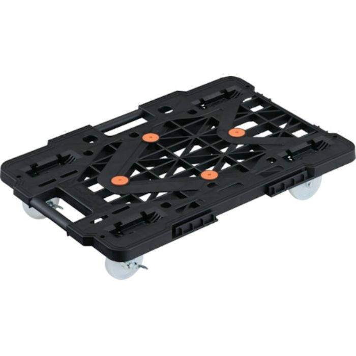 TRUSCO 樹脂製平台車 連結式ルートバン メッシュタイプ 615X415 ナイロン車輪 自在側ストッパー付 黒(Tcode:2321990)