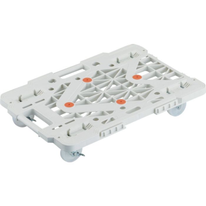 TRUSCO 樹脂製平台車 連結式ルートバン メッシュタイプ 615X415 ナイロン車輪 自在側ストッパー付 白(Tcode:2322035)