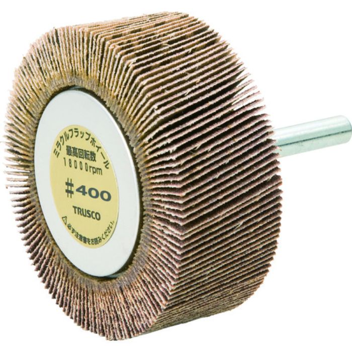 TRUSCO ミラクルフラップホイール 外径60X厚25X軸6 5個入 #400 400#