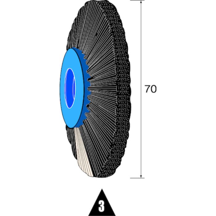 ミニモ ブラシホイール プラスチックコア 豚毛 ハード φ70 3列 (3個入)(Tcode:8530691)