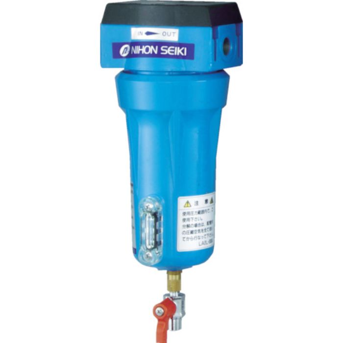 日本精器 高性能エアフィルタ25A3ミクロン(ドレンコック付)(Tcode:4121350)