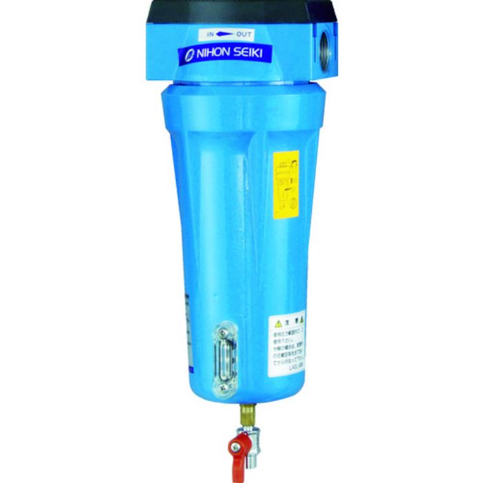 日本精器 高性能エアフィルタ15A1ミクロン(ドレンコック付)(Tcode:4121376)