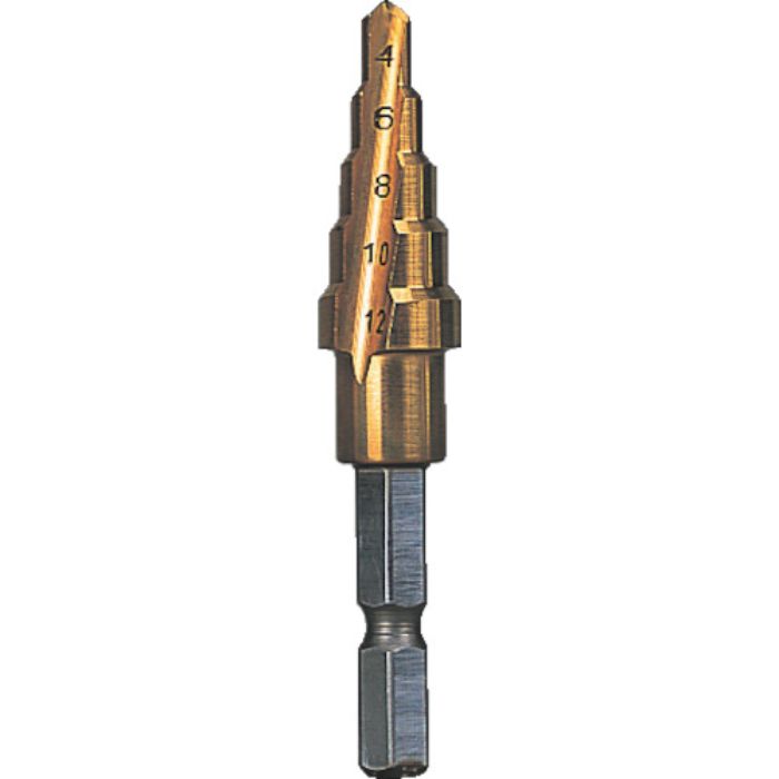 TRUSCO 六角軸ステップドリル 2枚刃チタンコーティング 4〜12mm(Tcode:1384431)
