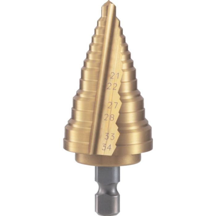 TRUSCO 電気設備用ステップドリル 2枚刃チタンコーティング 21〜34mm(Tcode:2871823)