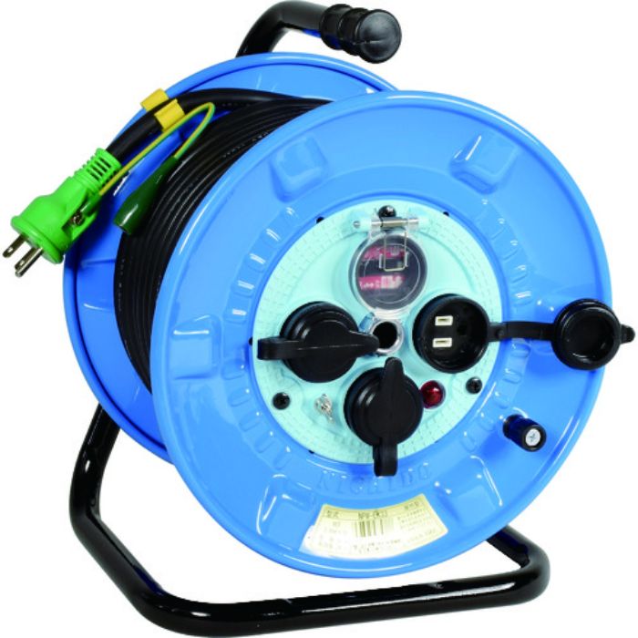 NICHIDO 電工ドラム 屋外型 リペアポッキンドラム 過負荷漏電保護兼用ブレーカ付 30m(Tcode:1623621)