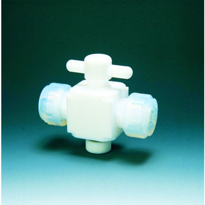 フロンケミカル フッ素樹脂(PTFE)二方バルブ接続6mm(Tcode:3915379)