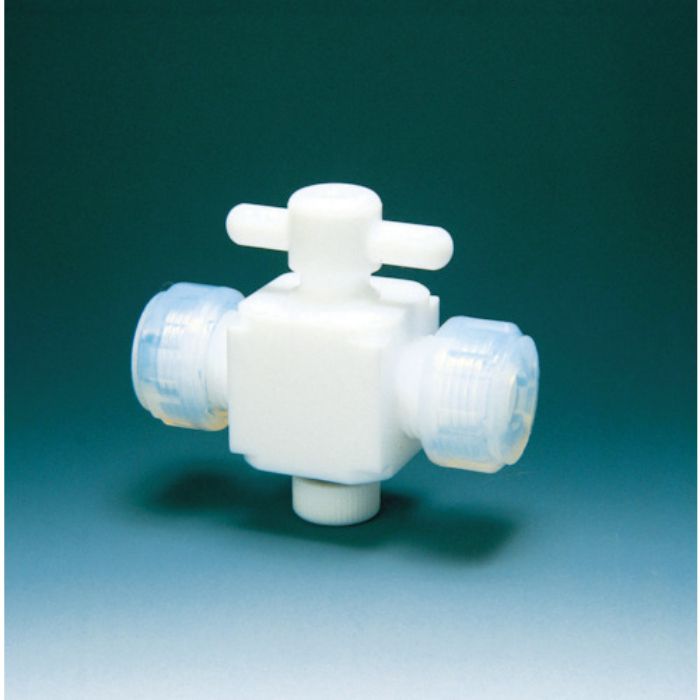 フロンケミカル フッ素樹脂(PTFE)二方バルブ接続12mm(Tcode:3915409)