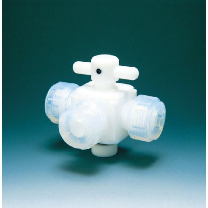 フロンケミカル フッ素樹脂(PTFE)三方バルブ接続10mm(Tcode:3915433)