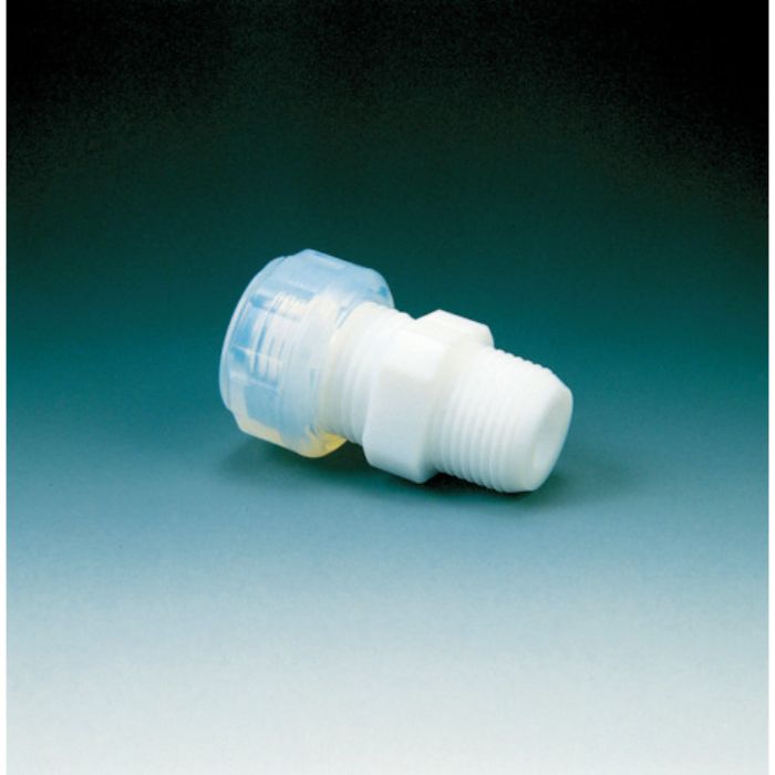 フロンケミカル フッ素樹脂 ハーフオスジョイントI型貫通穴6φ×R1/4(Tcode:3915611)