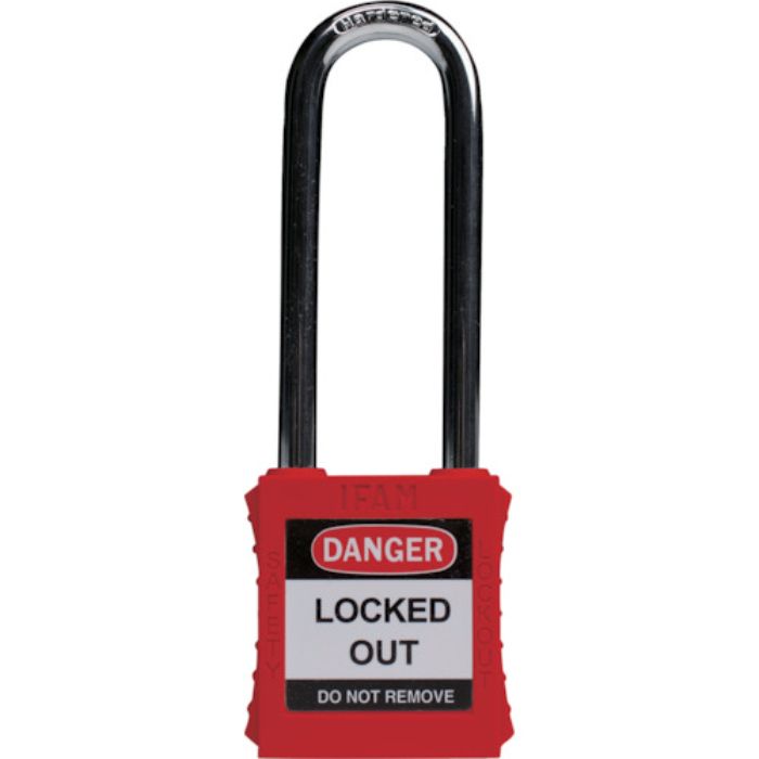 イファム ロックアウト用南京錠 スチール製シャックル(ツル長) 赤(Tcode:3860972)
