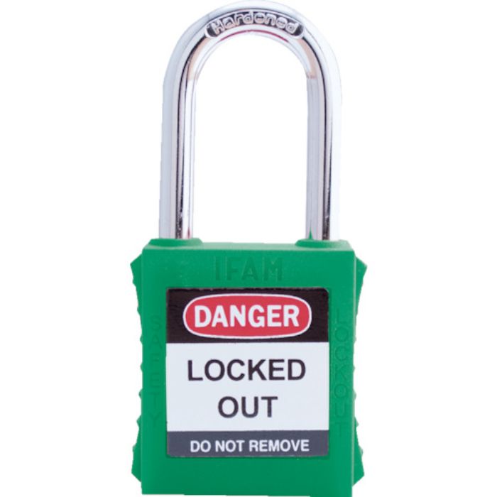 イファム ロックアウト用南京錠 スチール製シャックル 緑(Tcode:3860976)