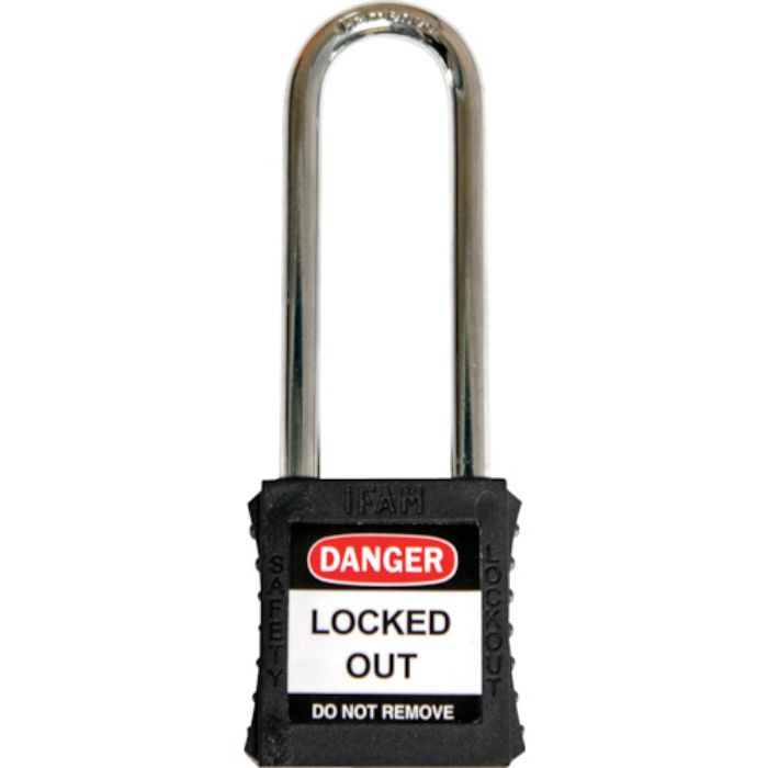 イファム ロックアウト用南京錠 スチール製シャックル(ツル長) 黒(Tcode:3857038)