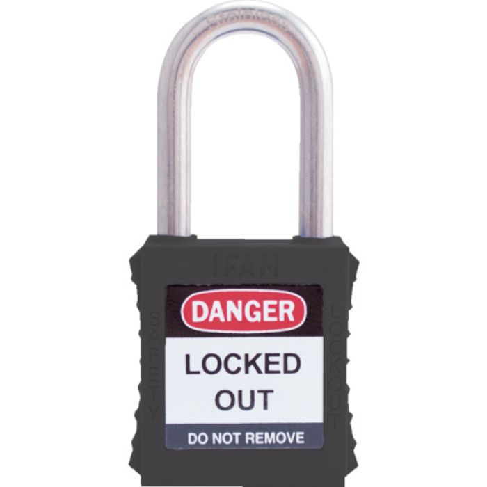 イファム ロックアウト用南京錠 ステンレス製シャックル 黒(Tcode:3860964)