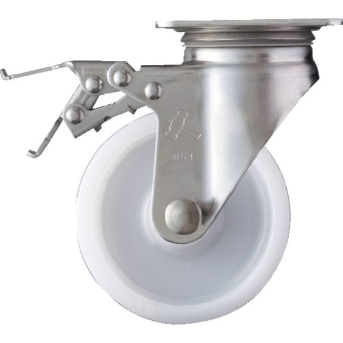 ハンマー Sシリーズオールステンレス 旋回式ナイロン車輪 125mm ストッパー付(Tcode:3300986)