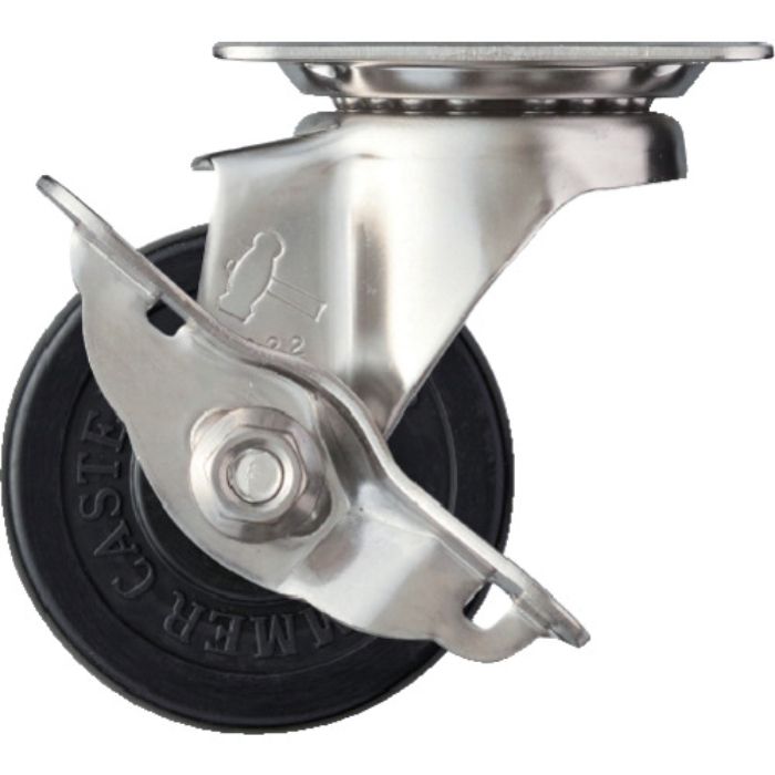 ハンマー Sシリーズオールステンレス 旋回式ゴム車輪 65mm ストッパー付(Tcode:1251350)