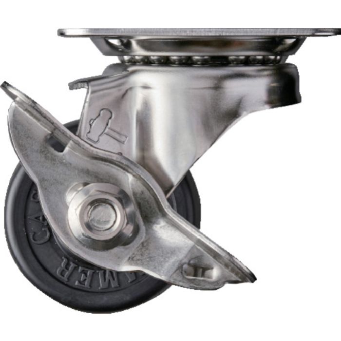 ハンマー Sシリーズオールステンレス 旋回式ゴム車輪 50mm ストッパー付(Tcode:2421577)