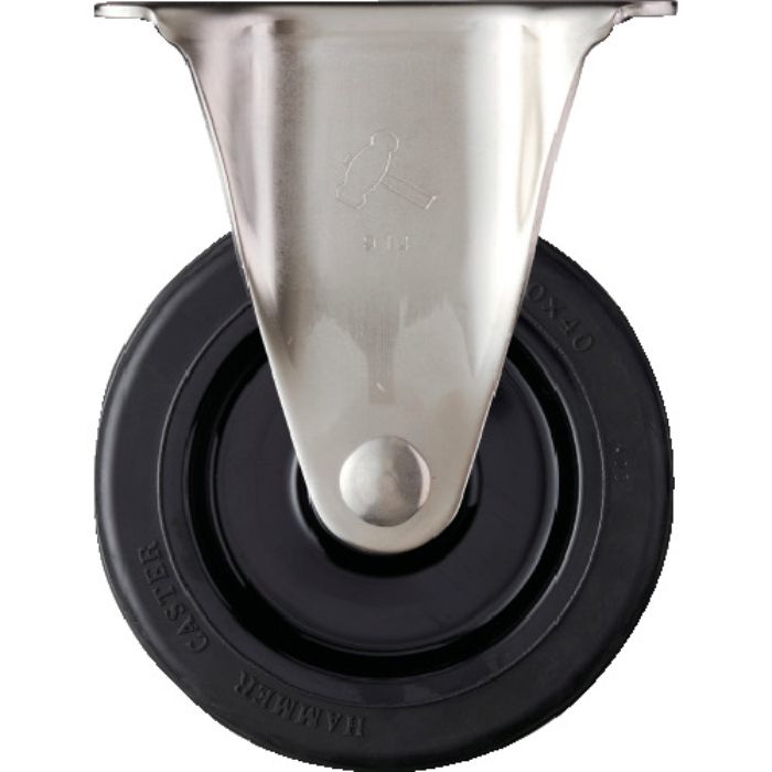 ハンマー Sシリーズオールステンレス 固定式ゴム車輪(ナイロンホイール)150mm(Tcode:1251341)