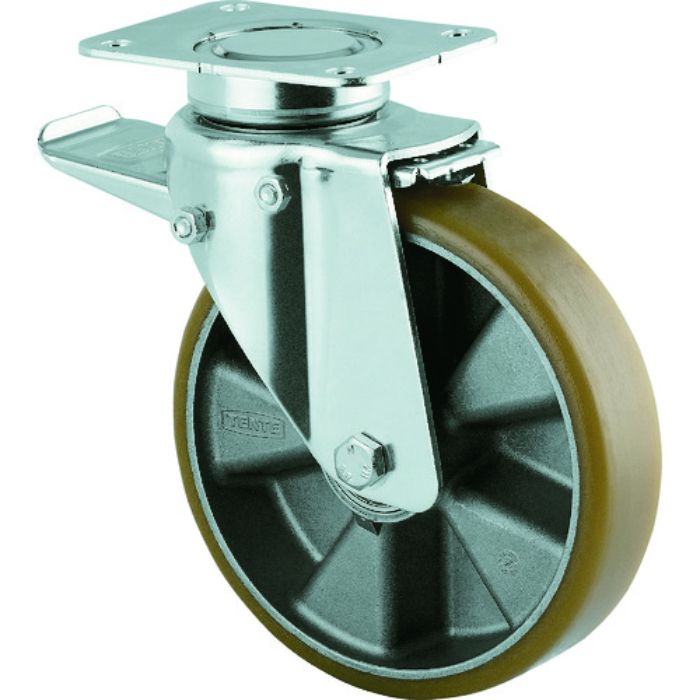 テンテキャスター 重荷重用高性能旋回キャスター“DELTA”(ウレタン車輪) φ200自在式(トータルロック付) (Tcode:1154262)