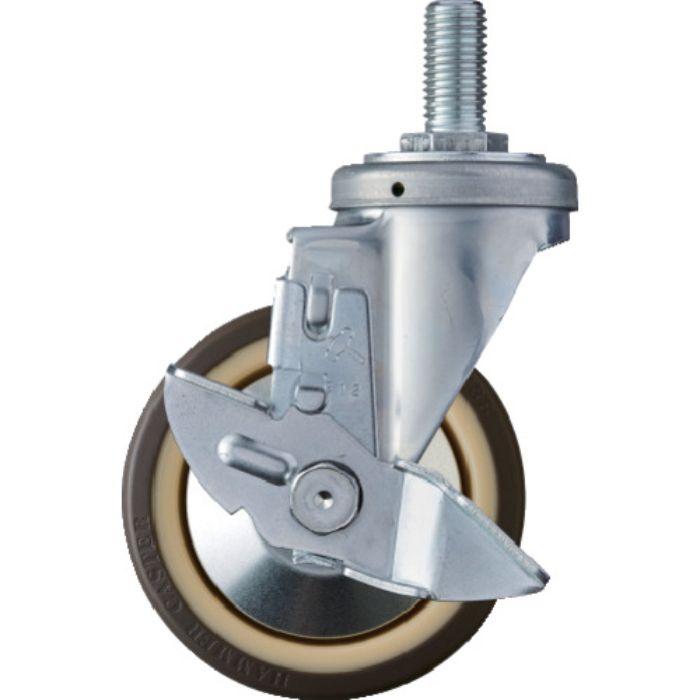 ハンマー ねじ込み式旋回式ウレタンキャスター(ラジアルボールベアリング)125mm ストッパー付(Tcode:3670376)