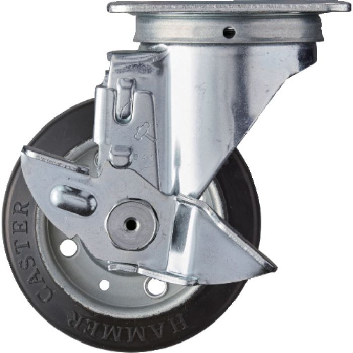 ハンマー 旋回式ゴム車輪 100mm ストッパー付(Tcode:1277292)