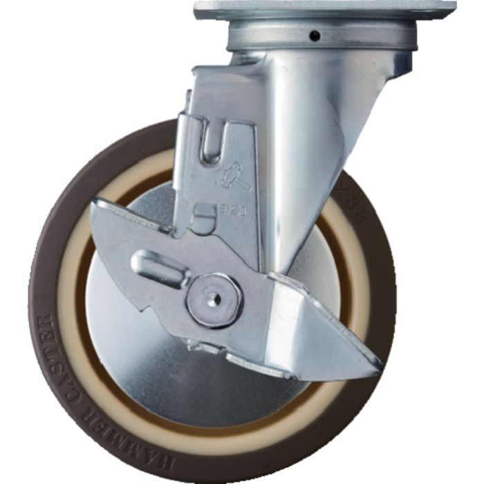 ハンマー 旋回式ウレタン車輪(ナイロンホイール・ボールベアリング)150mm ストッパー付(Tcode:1251775)