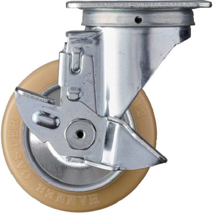 ハンマー 旋回式ウレタン車輪(ローラーベアリング)100mm ストッパー付(Tcode:3984575)