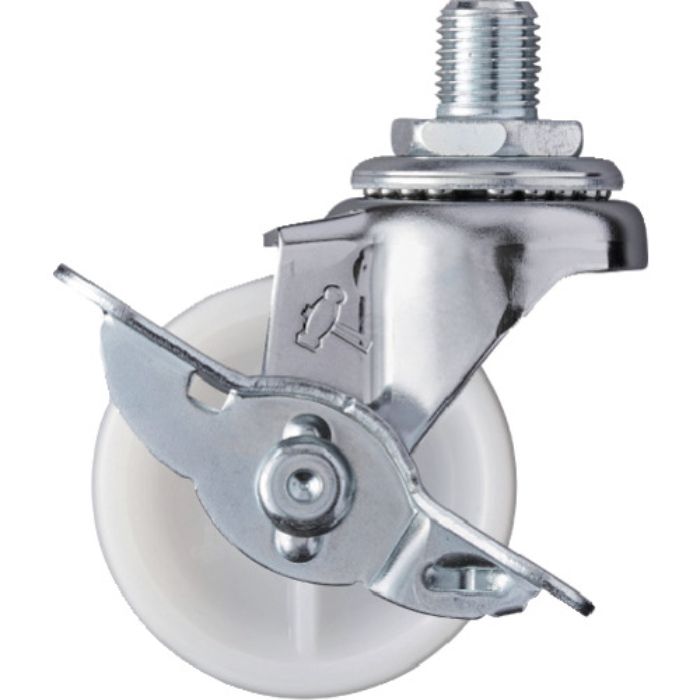 ハンマー ねじ込み旋回式ナイロン車輪 50mm UNF1/2 ストッパー付(Tcode:3670481)