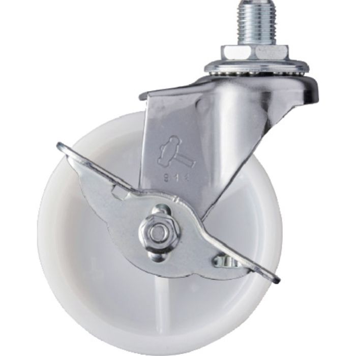 ハンマー ねじ込み旋回式ナイロン車輪 75mm UNF1/2 ストッパー付(Tcode:3670503)