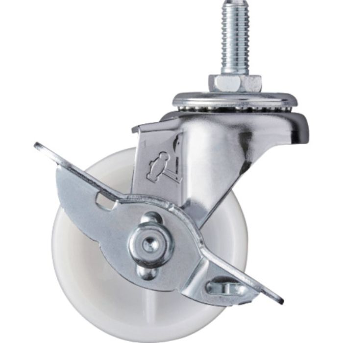 ハンマー ねじ込み旋回式ナイロン車輪 50mm W3/8 ストッパー付(Tcode:8140721)