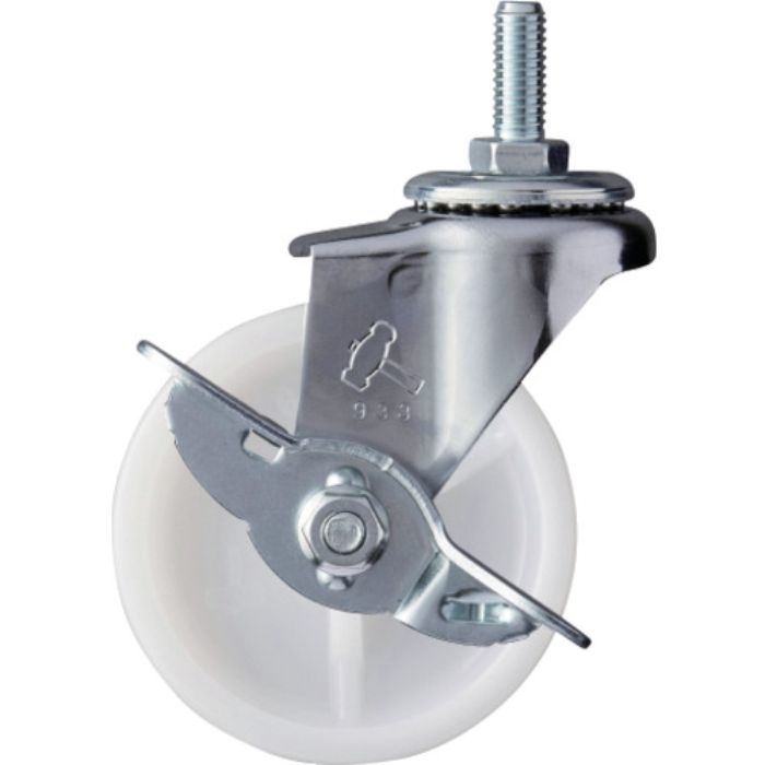 ハンマー ねじ込み旋回式ナイロン車輪 65mm W3/8 ストッパー付(Tcode:8140722)