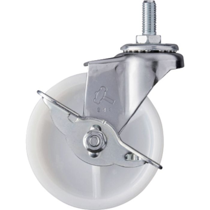 ハンマー ねじ込み旋回式ナイロン車輪 75mm W3/8 ストッパー付(Tcode:8140723)