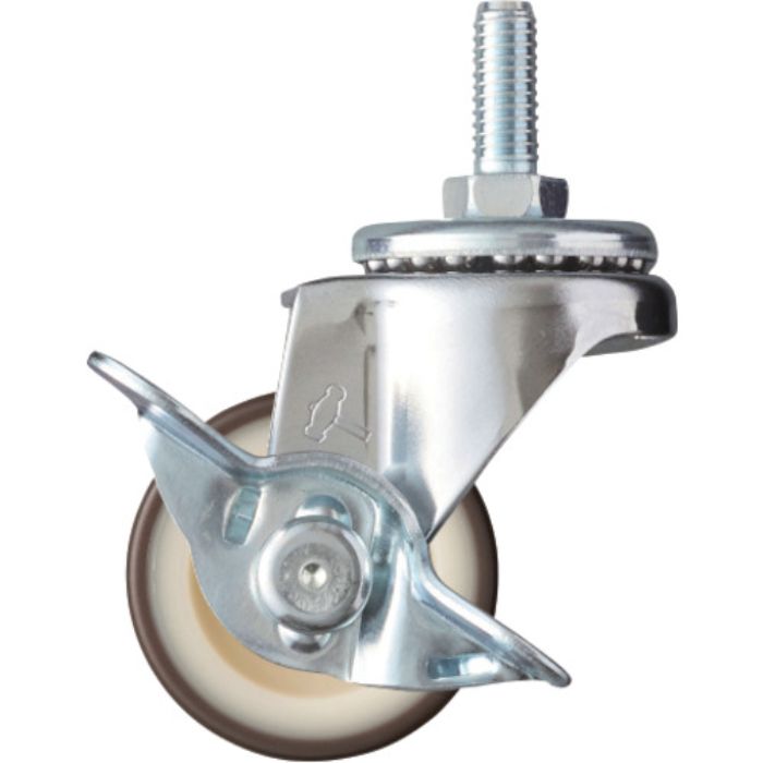 ハンマー ねじ込み旋回式ウレタン車輪(ナイロンホイール)40mm W3/8 ストッパー付(Tcode:8549687)