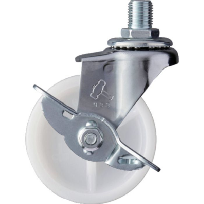 ハンマー ねじ込み旋回式ナイロン車輪 65mm M12 ストッパー付(Tcode:3670538)