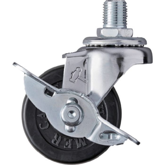 ハンマー ねじ込み旋回式ゴム車輪 50mm M12 ストッパー付(Tcode:2425530)