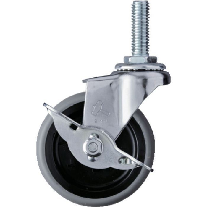 ハンマー ねじ込み旋回式エラストマー車輪(PPホイール)75mm ストッパー付(Tcode:1144483)