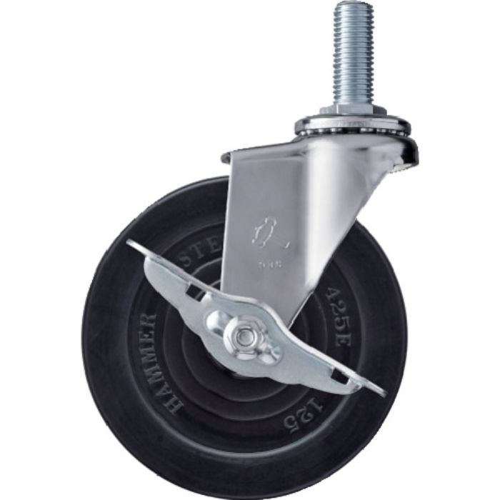 ハンマー ねじ込み旋回式ゴム車輪 125mm ストッパー付(Tcode:1254243)