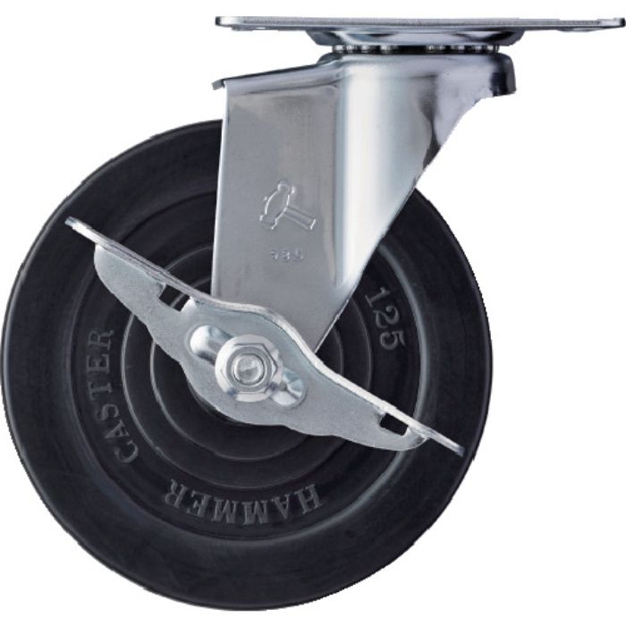 ハンマー Eシリーズ旋回式ゴム車輪 125mm ストッパー付(Tcode:1253913)