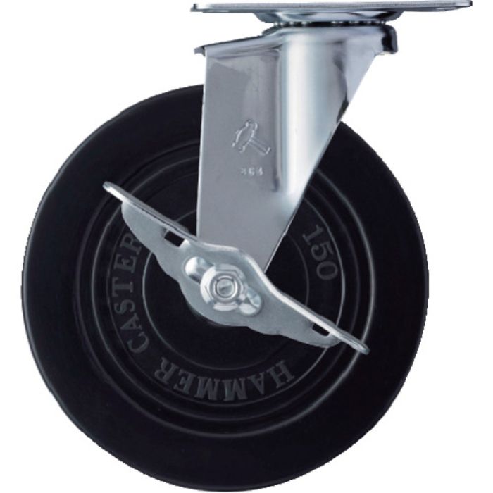 ハンマー Eシリーズ旋回式ゴム車輪 150mm ストッパー付(Tcode:1253921)