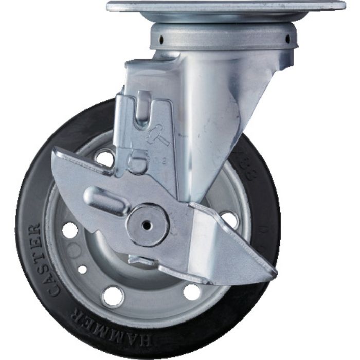 ハンマー 旋回式ゴム車輪 125mm ストッパー付(Tcode:1252038)