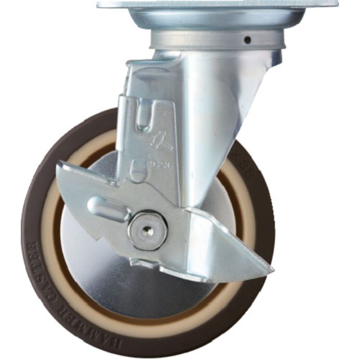ハンマー 旋回式ウレタン車輪(ナイロンホイール・ボールベアリング)150mm ストッパー付(Tcode:8142608)