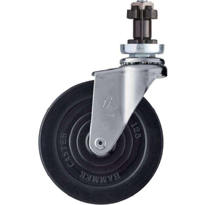 ハンマー パイプ差込み旋回式ゴム車輪 125mm φ38用(Tcode:3984745)
