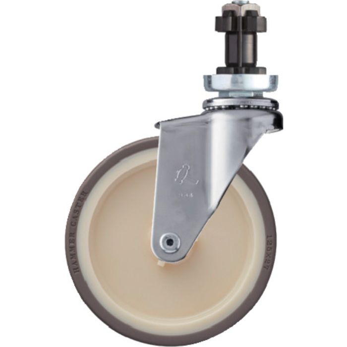 ハンマー パイプ差込み旋回式ウレタン車輪(ナイロンホイール)125mm φ38用(Tcode:3984796)